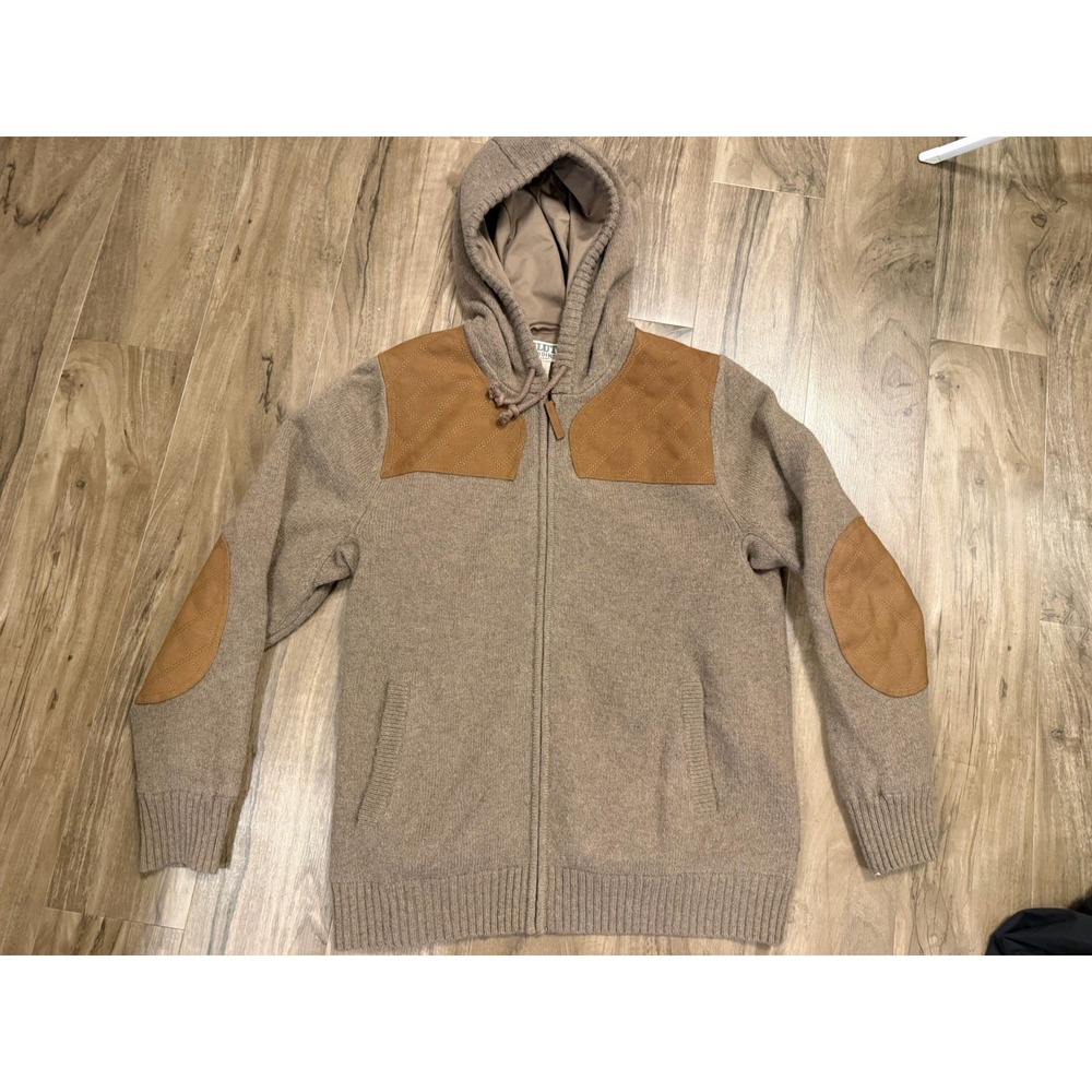 Duluth Trading Co. Shetland Wool Windproof Full Zip Sweater Men's Medium Brown